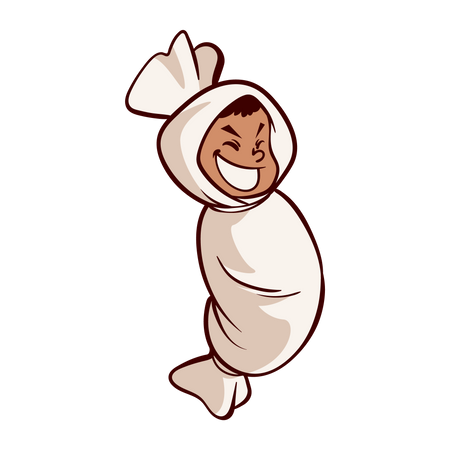Niño pequeño con disfraz de fantasma  Ilustración