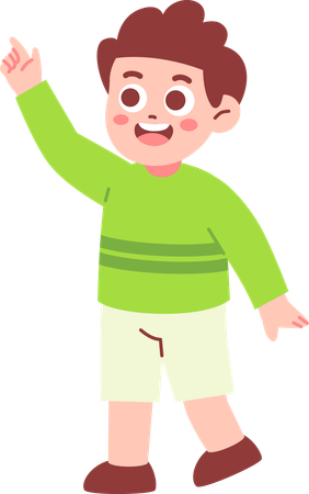 Niño pequeño señalando algo  Ilustración