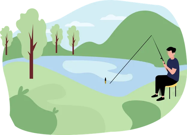 Niño pescando  Ilustración