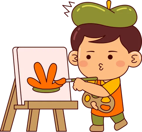 Niño pintando  Ilustración