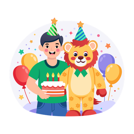 Niño recibe juguete de cumpleaños  Ilustración