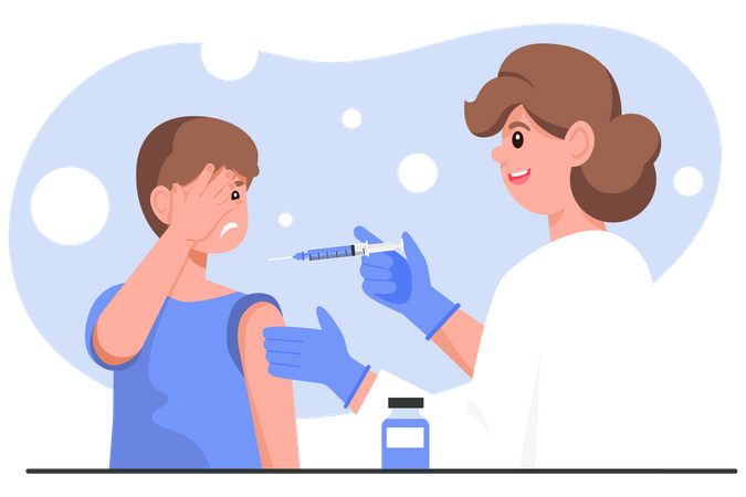 Niño recibiendo la vacuna  Ilustración