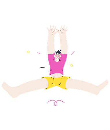 Niño saltando en el aire  Ilustración