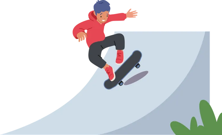 Joven saltando en patineta  Ilustración