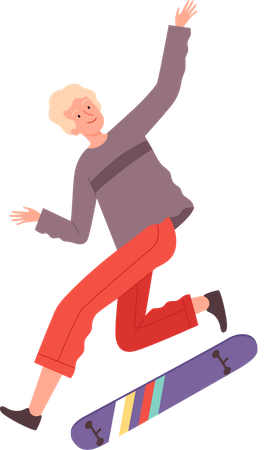 Joven saltando en patineta  Ilustración