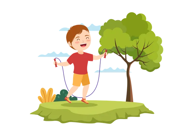 Niño saltando la cuerda  Ilustración