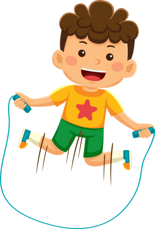 Niño saltando la cuerda  Ilustración