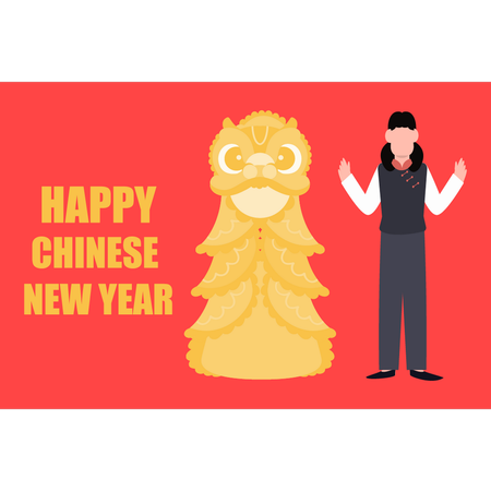 Niño dando saludo en el año nuevo chino  Ilustración