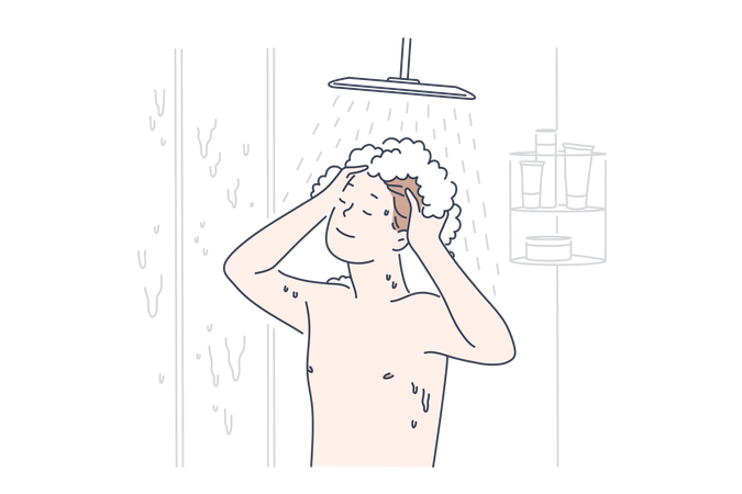 El chico se está duchando  Ilustración