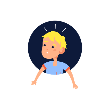 Niño se esconde en el patio trasero  Ilustración