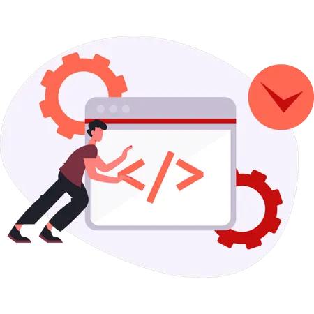 Niño señalando codificación  Ilustración