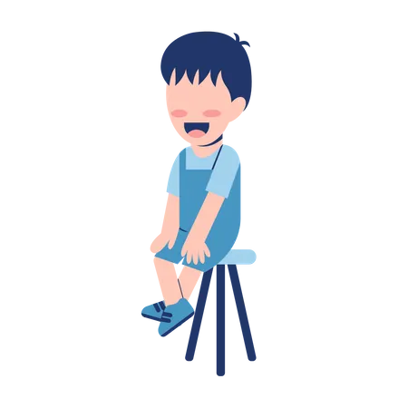 Niño sentado en una silla  Ilustración