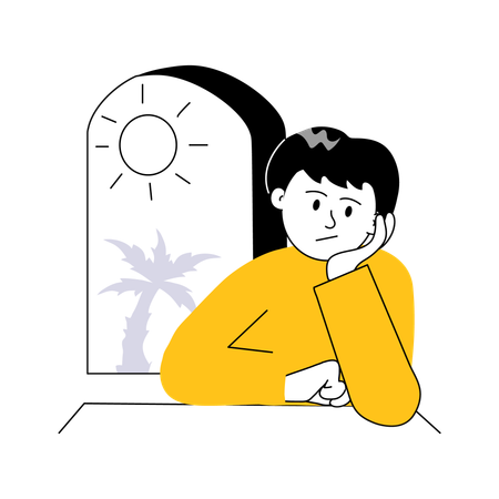 Niño sintiéndose aburrido  Ilustración