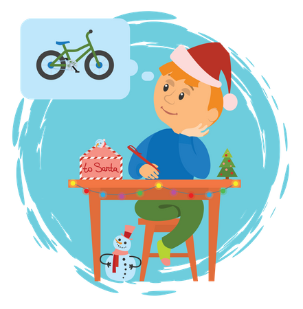 Niño soñando con bicicleta  Ilustración