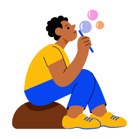 Niño soplando burbujas  Illustration