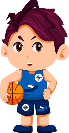 Niño pequeño sosteniendo baloncesto  Ilustración