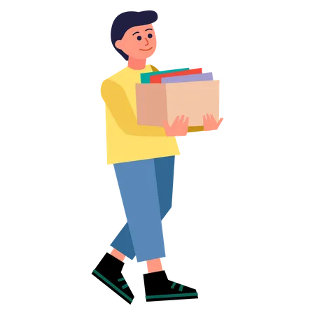 Niño sosteniendo caja de donación  Ilustración