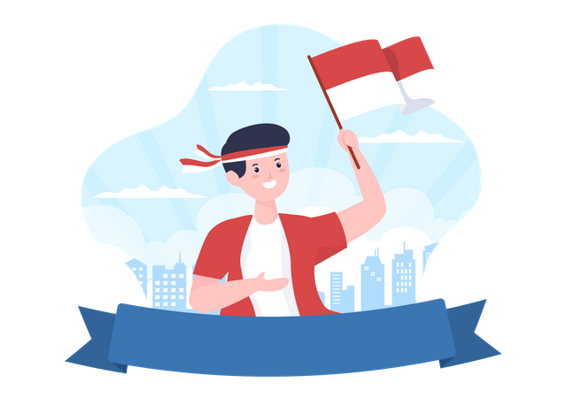 Niño sosteniendo indonesio  Illustration