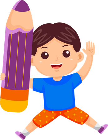 Niño sosteniendo un lapiz  Ilustración