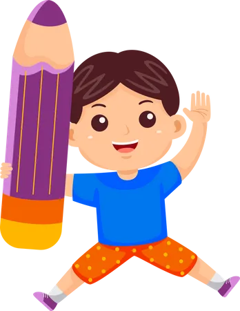Niño sosteniendo un lapiz  Ilustración