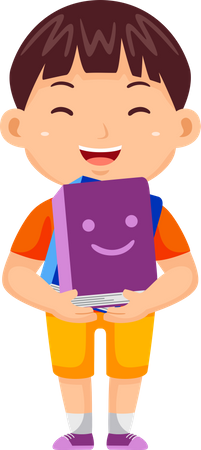 Niño sosteniendo libro  Ilustración