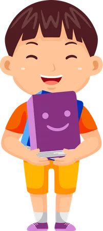 Niño sosteniendo libro  Ilustración