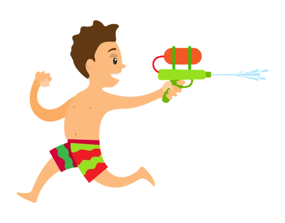 Niño sosteniendo una pistola de juguete  Ilustración