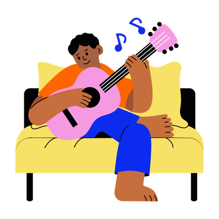Niño tocando la guitarra  Ilustración