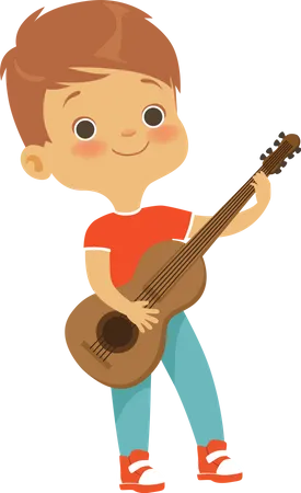 Niño tocando la guitarra  Ilustración