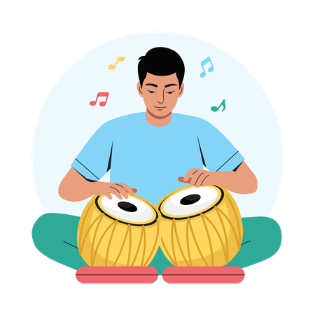 Niño tocando la tabla Ilustración