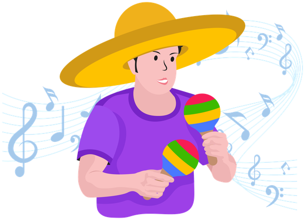 Niño tocando maracas  Ilustración