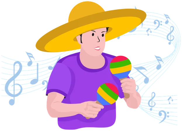 Niño tocando maracas  Ilustración