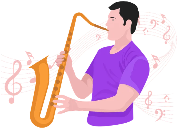 Niño tocando el saxofón  Ilustración