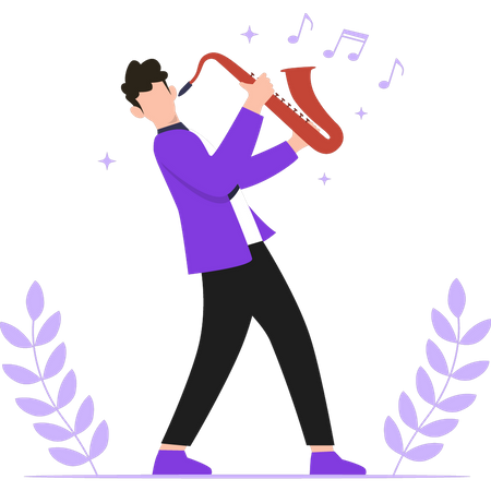 Niño tocando la trompeta  Ilustración
