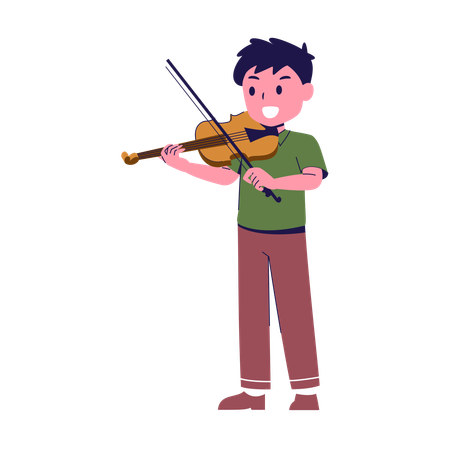 Niño tocando el violín  Ilustración