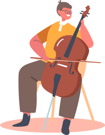 Niño toca el violonchelo  Ilustración