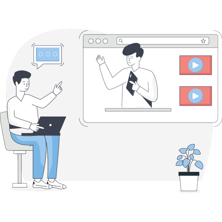 Niño tomando un curso en línea  Illustration