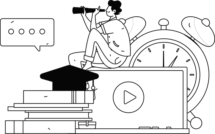 Niño tomando educación virtual  Ilustración