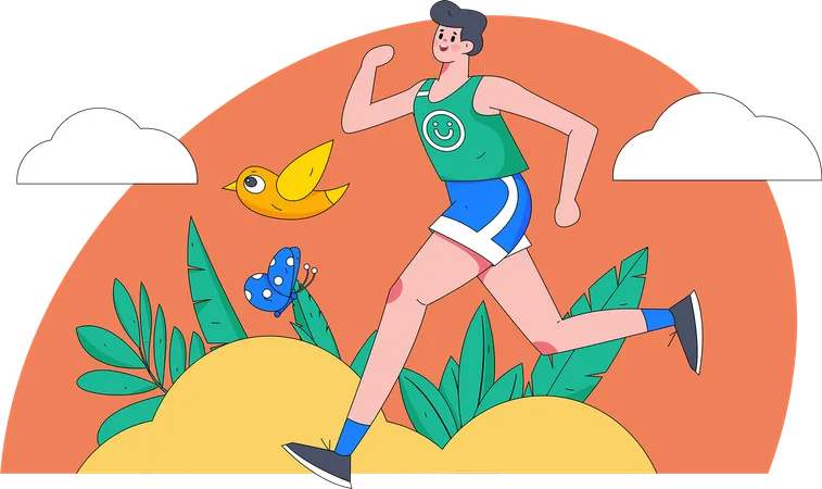 Niño corriendo en el parque  Ilustración