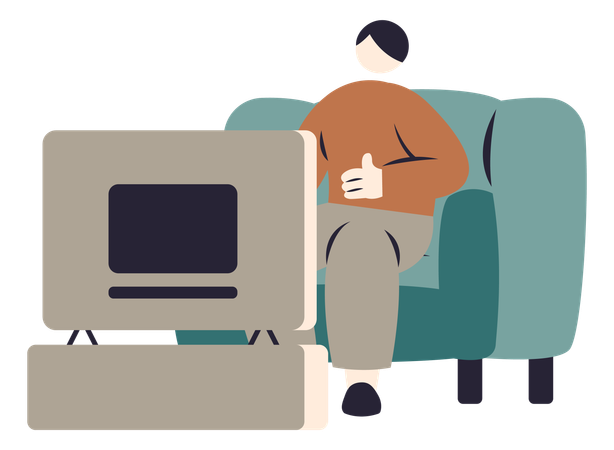 Niño viendo la película  Ilustración