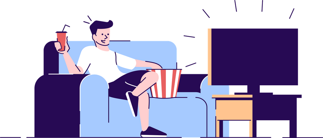 Niño viendo televisión  Ilustración
