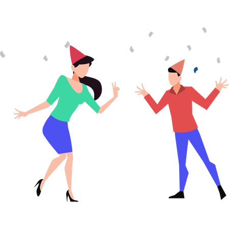 Niño y niña celebrando el día de navidad.  Illustration