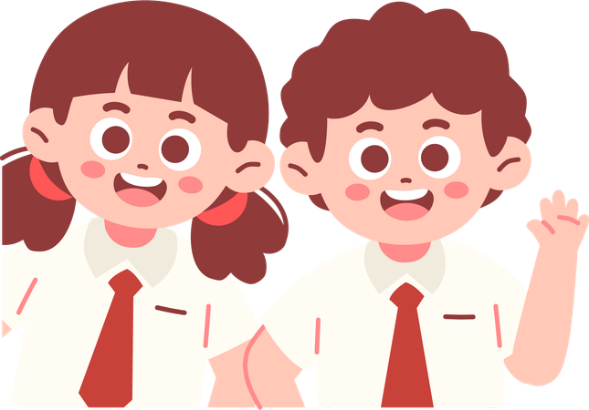 Estudiantes niño y niña mirando a escondidas  Ilustración