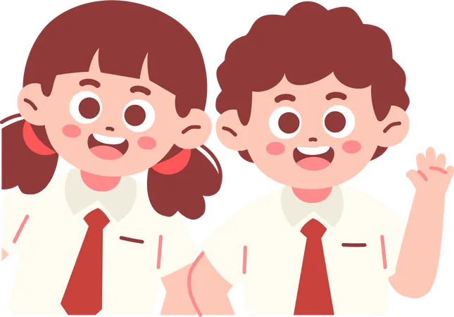 Estudiantes niño y niña mirando a escondidas  Ilustración