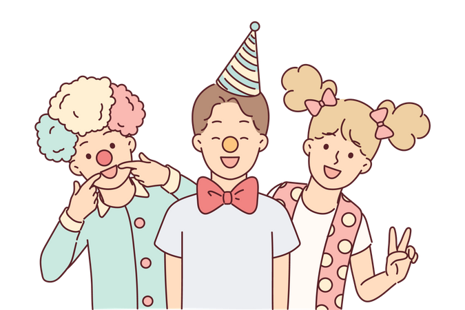 Niños celebrando fiesta de cumpleaños  Ilustración