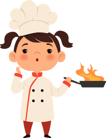 Chef infantil haciendo comida  Ilustración