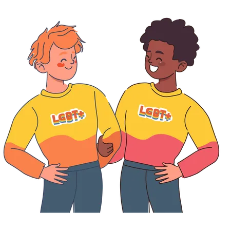 Chicos con camisetas lgbtq  Ilustración