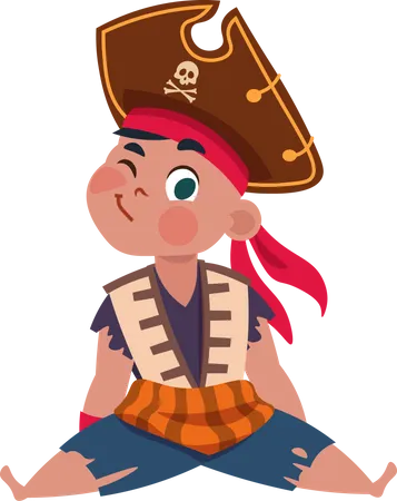 Niños pequeños disfrazados de pirata  Ilustración