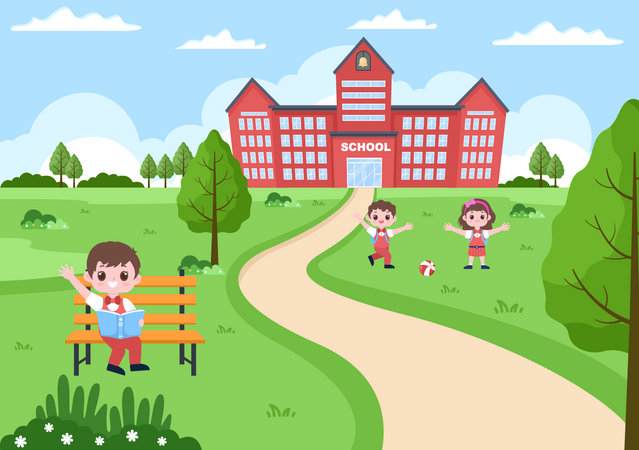Niños en la escuela  Ilustración