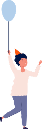 Niños felices con globos  Ilustración